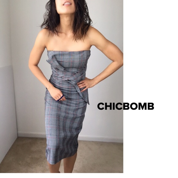 NORDSTROM MAD FOR PLAID Strapless midi dress - Picture 6 of 8